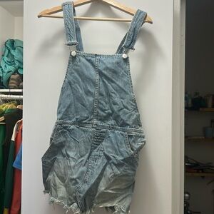 free people denim short overalls